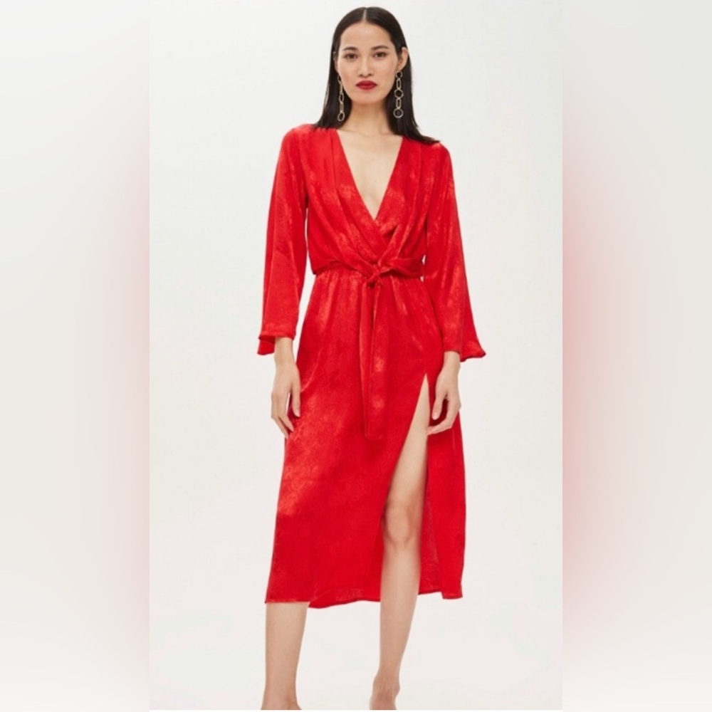 Topshop Midi Red Dress